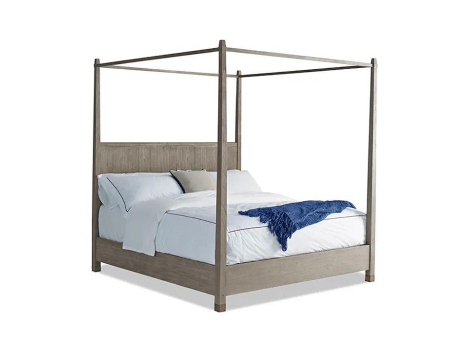 Palmer Queen Canopy Bed in Driftwood Gray Teak Wood