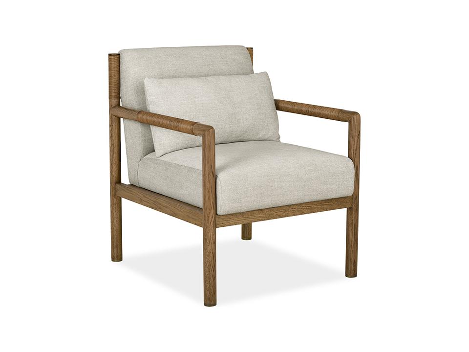 Sydney Gray Upholstered Accent Chair with Rattan Details