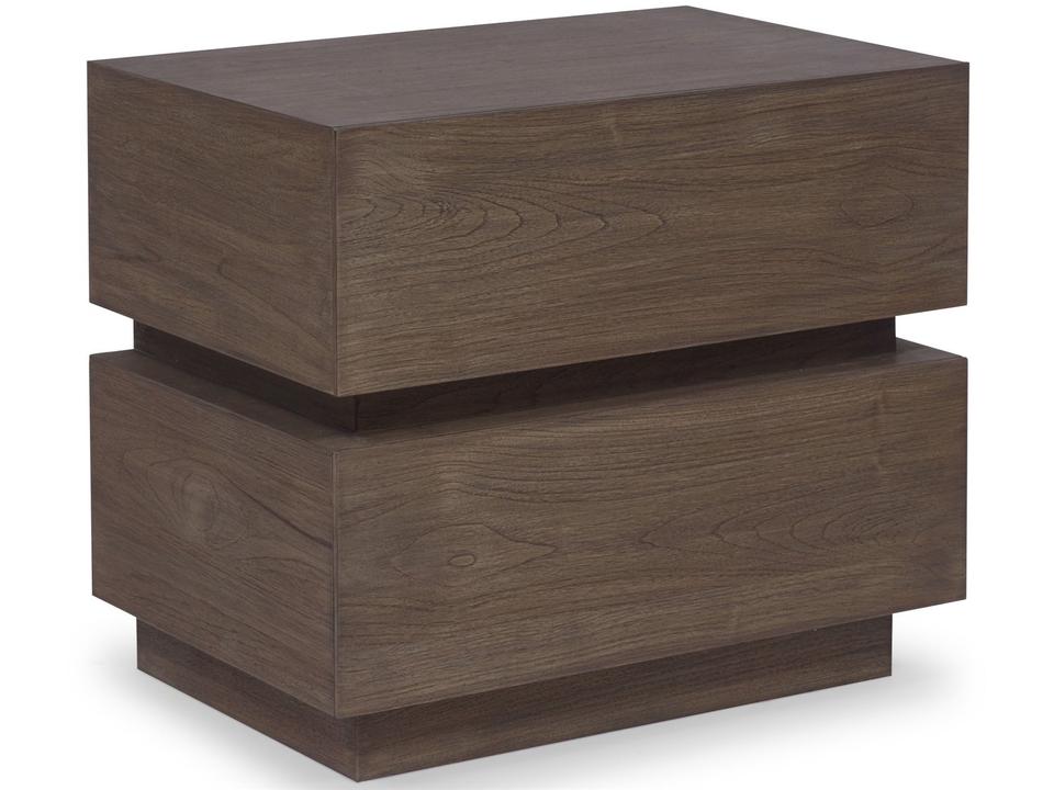 Thane 2-Drawer Brown Teak Wood Nightstand
