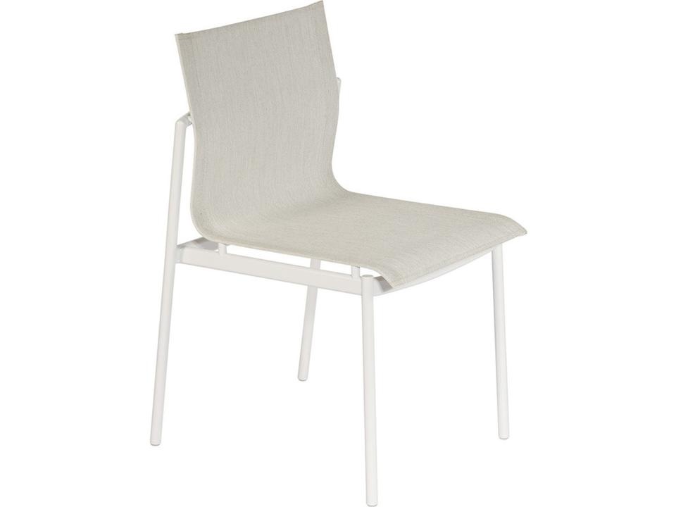 Around Aluminum Sling Dining Side Chair in Arctic White with Oyster Sling