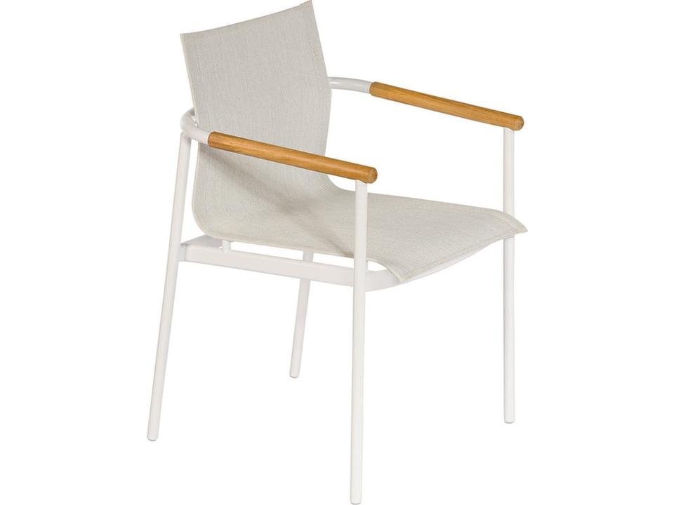 Around Aluminum Sling Dining Armchair in Arctic White and Oyster Sling