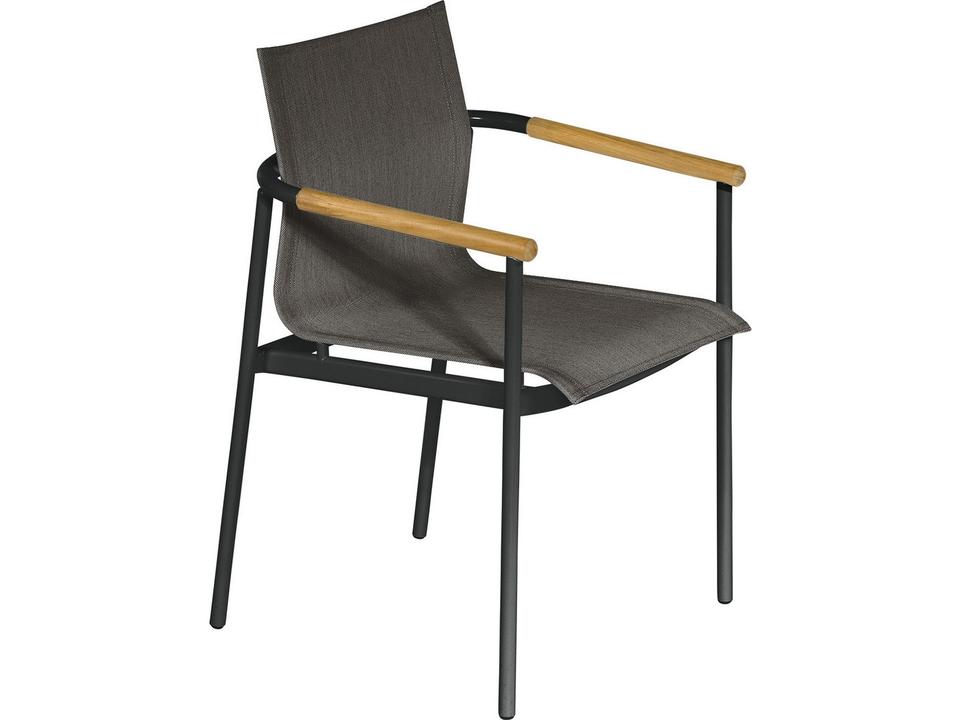 Around Aluminum Sling Dining Armchair in Forge Grey and Carbon