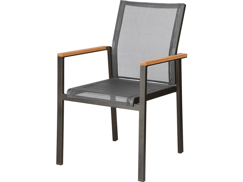 Aura Aluminum Sling Dining Side Chair in Graphite and Charcoal