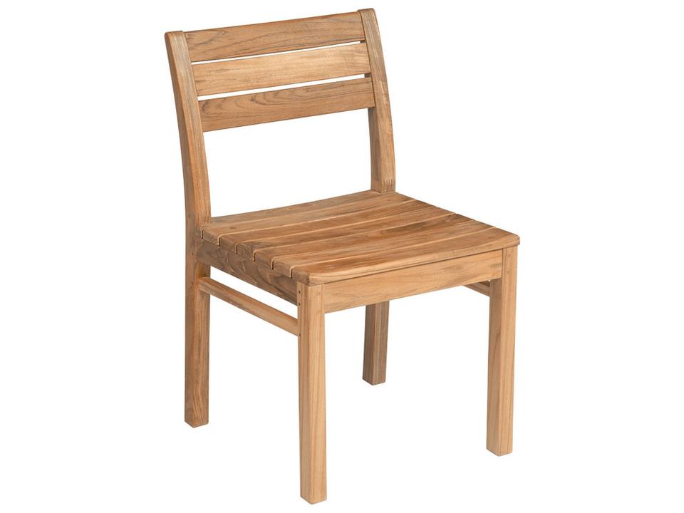 Bermuda Teak Outdoor Dining Side Chair with Slatted Seat in Natural Finish