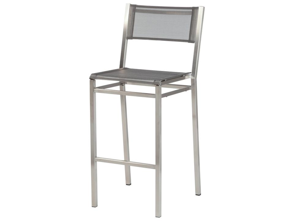 Equinox Platinum Textilene Bar Stool in Polished Stainless Steel
