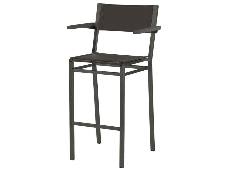 Equinox Outdoor Bar Stool in Carbon Sunbrella Sling and Graphite Powder-Coated Frame