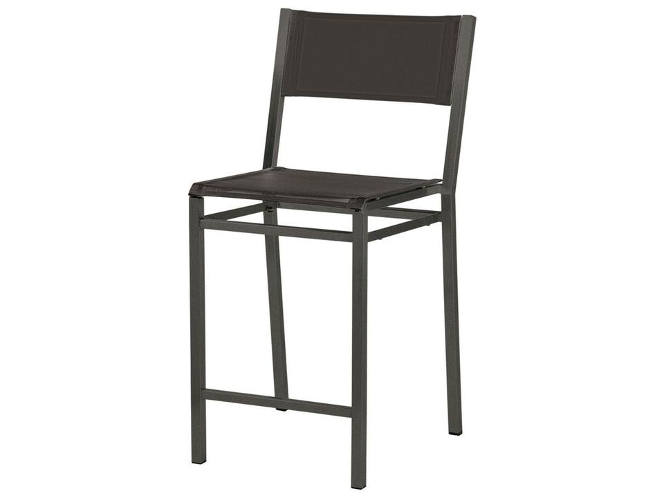 Equinox Counter Stool in Graphite Powder-Coated Stainless Steel with Seagull Sunbrella Sling