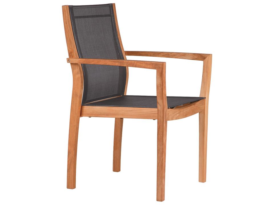 Horizon Teak and Textilene Dining Armchair in Charcoal