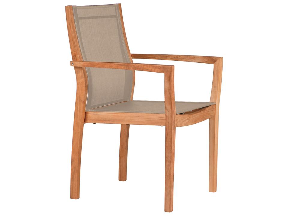 Horizon Stacking Teak Dining Armchair with Titanium Textilene Sling