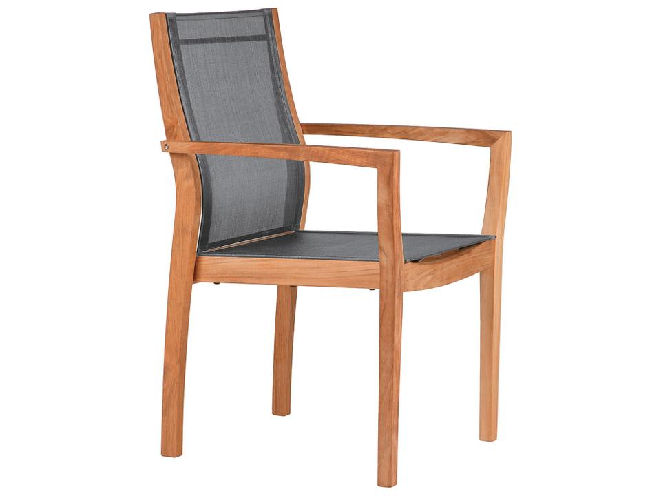 Horizon Stacking Teak Dining Armchair with Platinum Textilene Sling