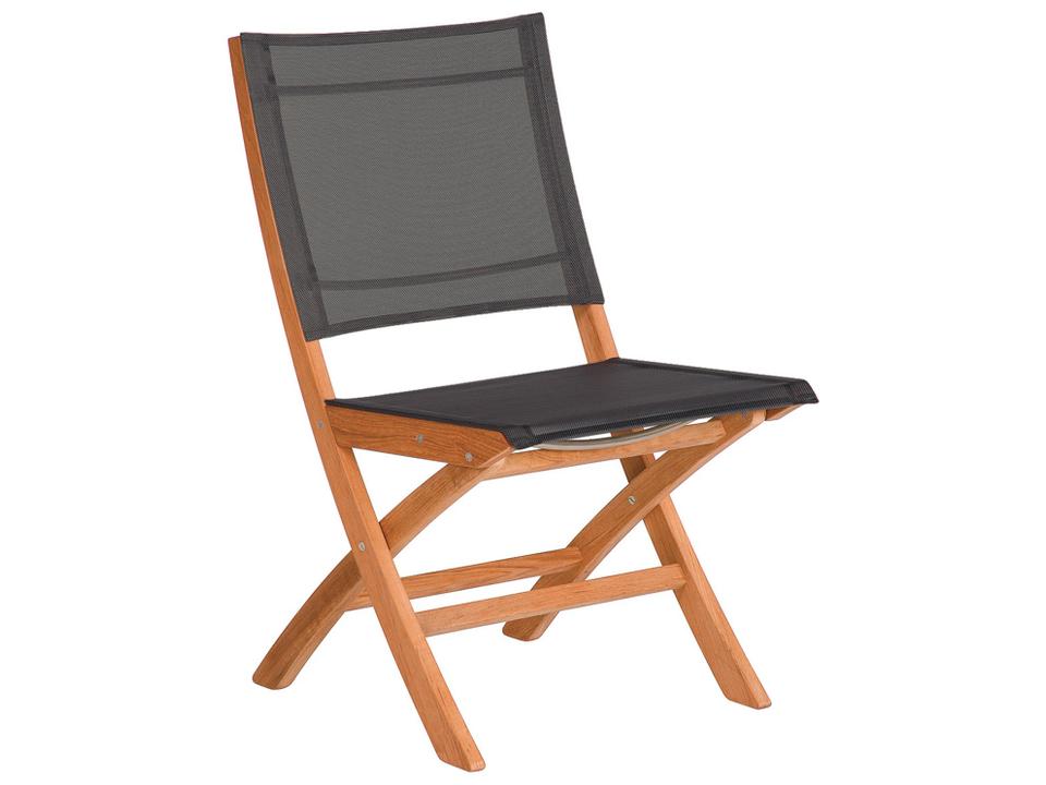 Horizon Folding Teak Dining Side Chair with Charcoal Textilene Sling