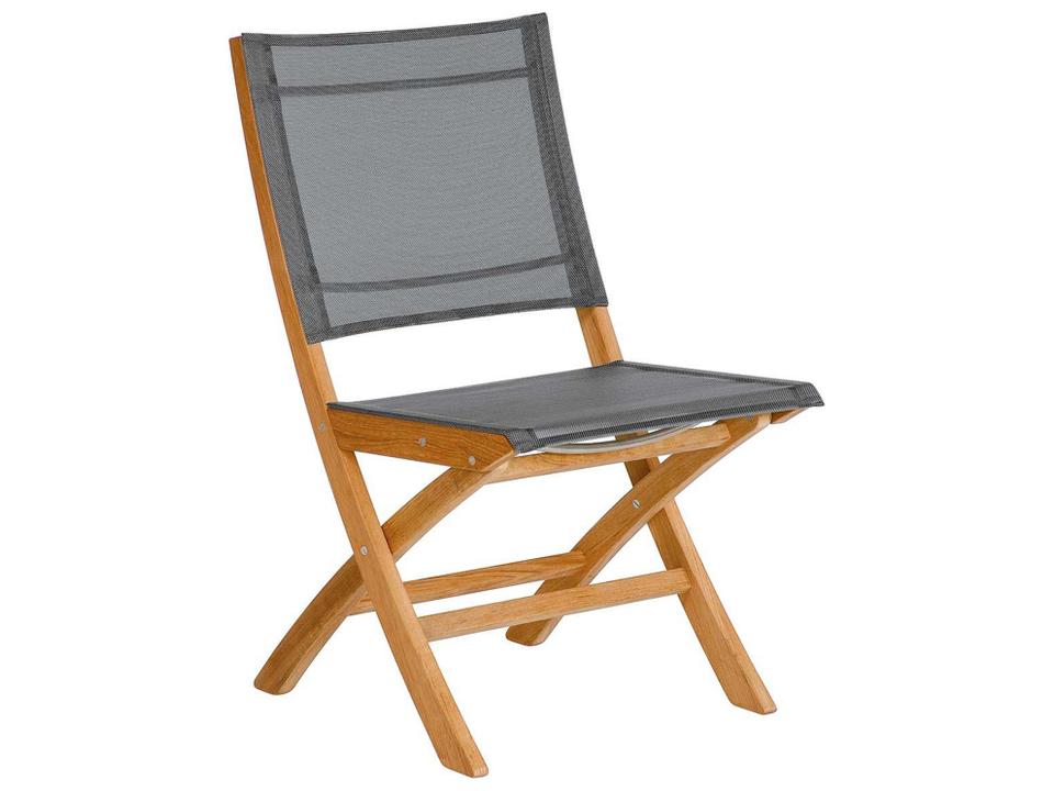 Horizon Folding Dining Side Chair Natural Teak and Platinum Textilene Sling
