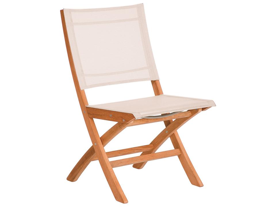Horizon Folding Dining Side Chair Natural Teak and Pearl Textilene Sling