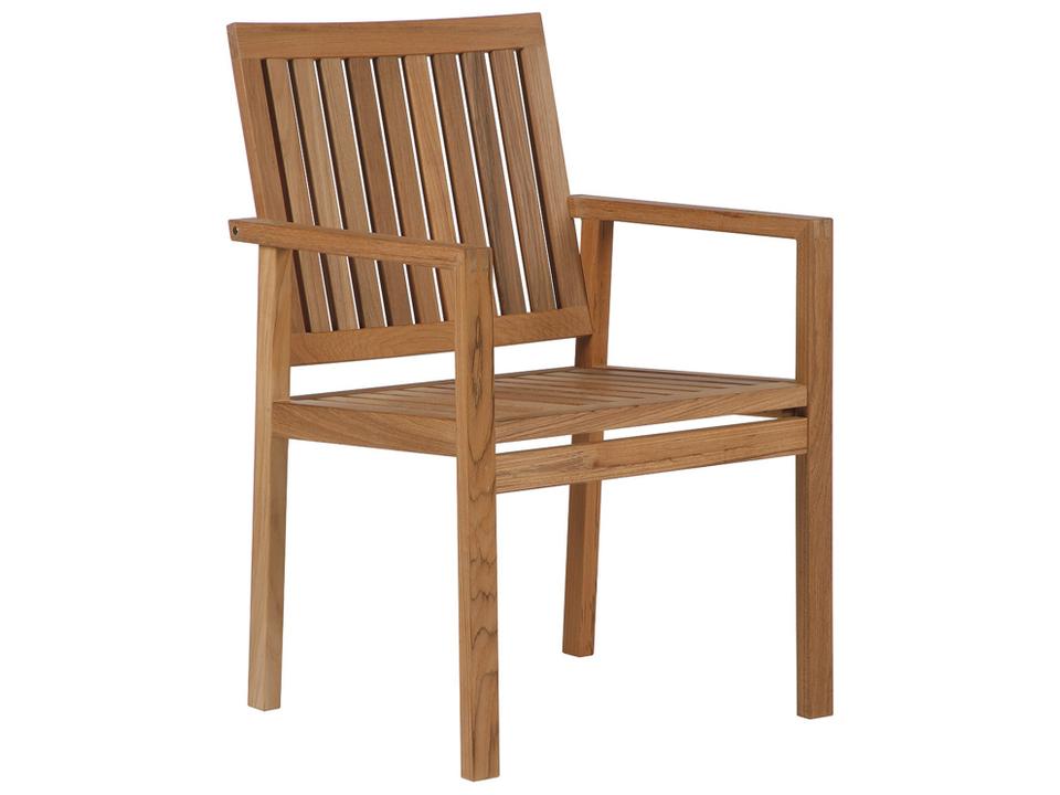 Linear Teak Outdoor Armchair in Natural Teak