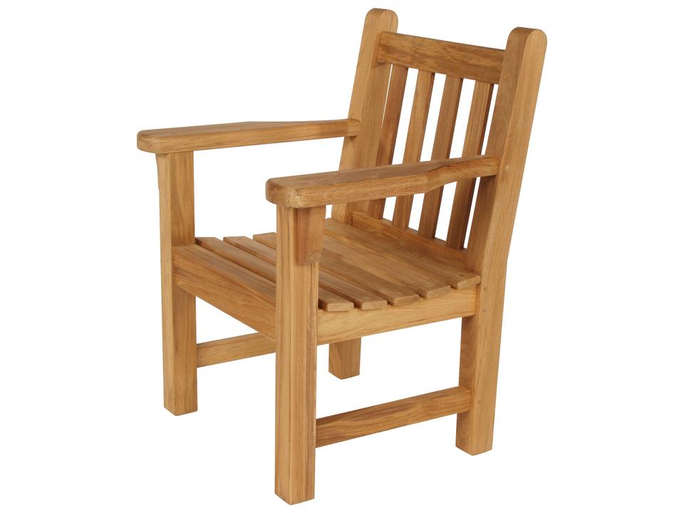 London Teak Outdoor Dining Armchair with Wide Arms and Natural Finish