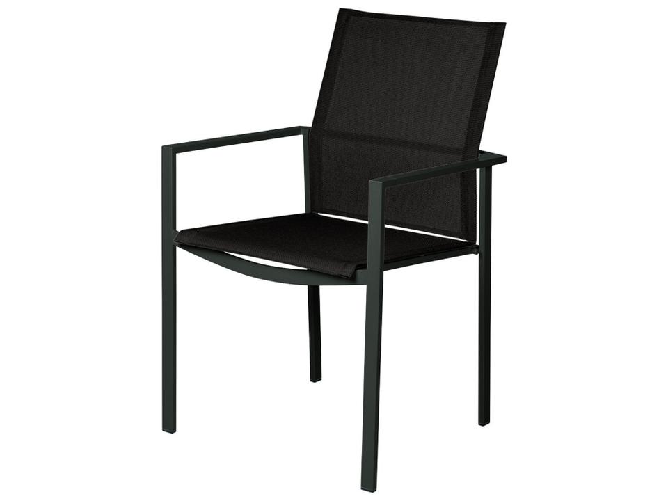 Mercury Dining Armchair in Graphite Stainless Steel and Carbon Sling