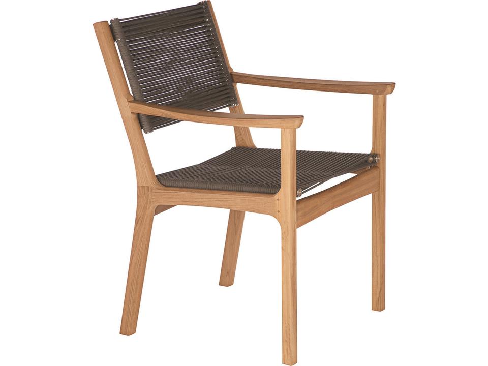 Monterey Rope Dining Armchair in Teak with Brown Braided Cord