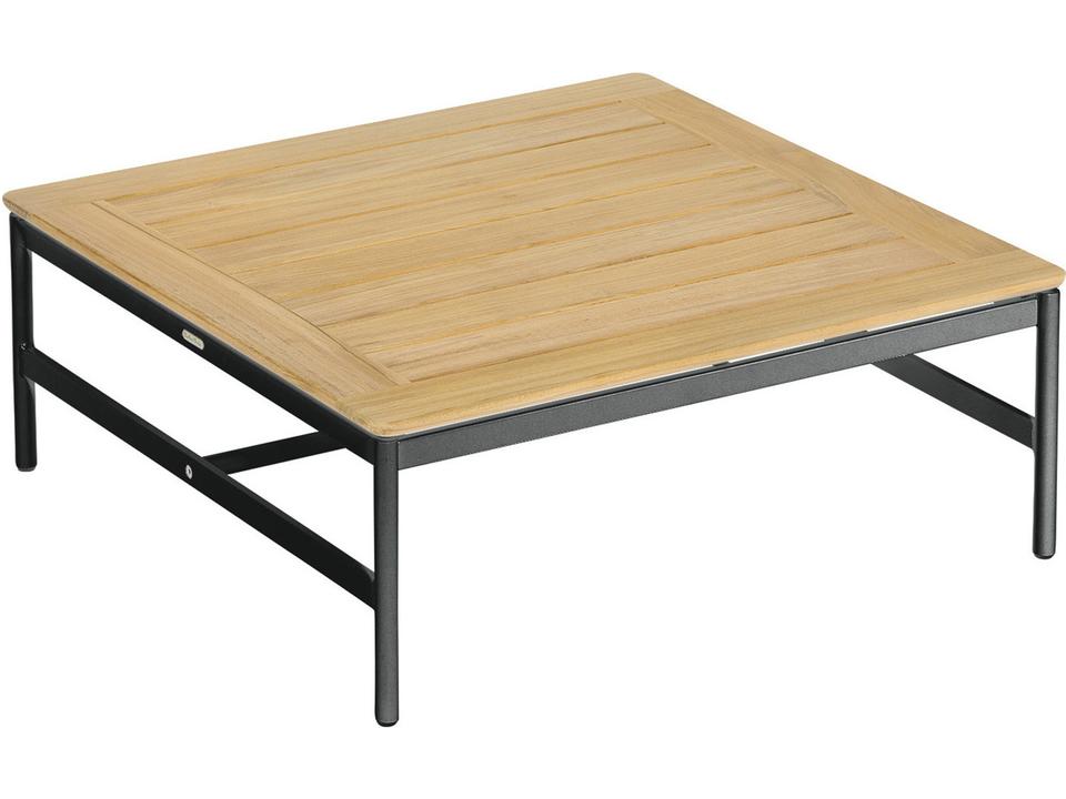 Around Square Coffee Table in Forge Grey Aluminum and Natural Teak