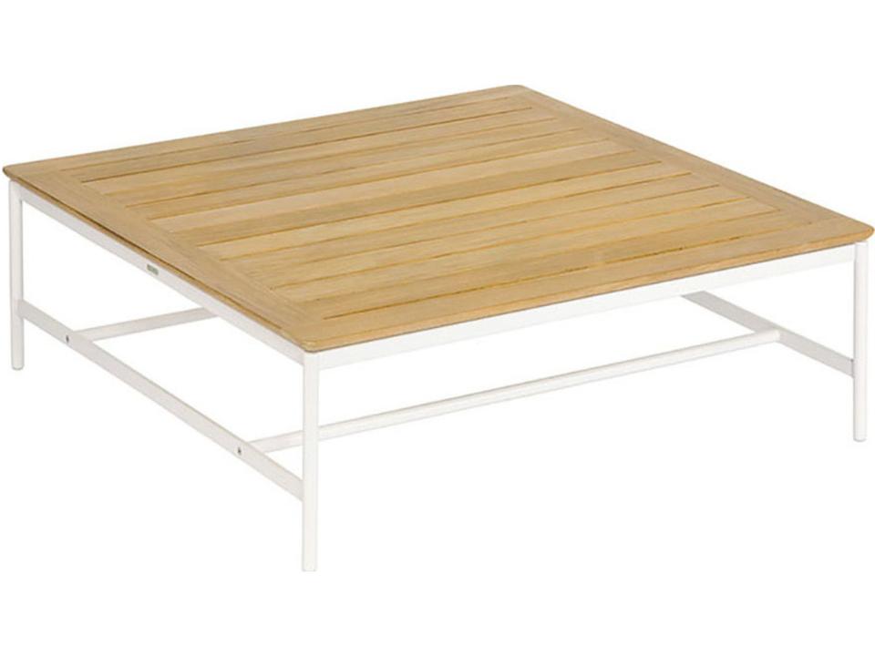 Around Square Coffee Table in Arctic White Aluminum and Teak