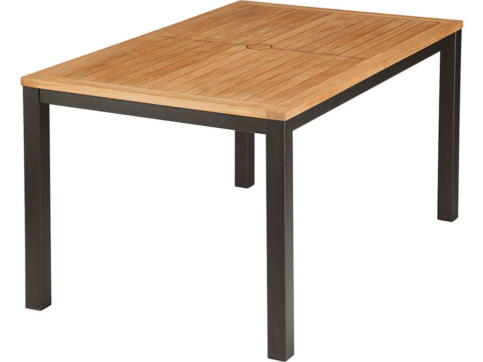 Aura 57-Inch Rectangle Dining Table in Graphite Aluminum and Teak