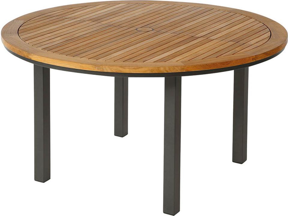 Aura 56-Inch Round Dining Table in Graphite and Natural Teak