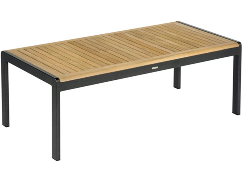Aura Rectangular Coffee Table in Graphite Powder-Coated Aluminum and Natural Teak