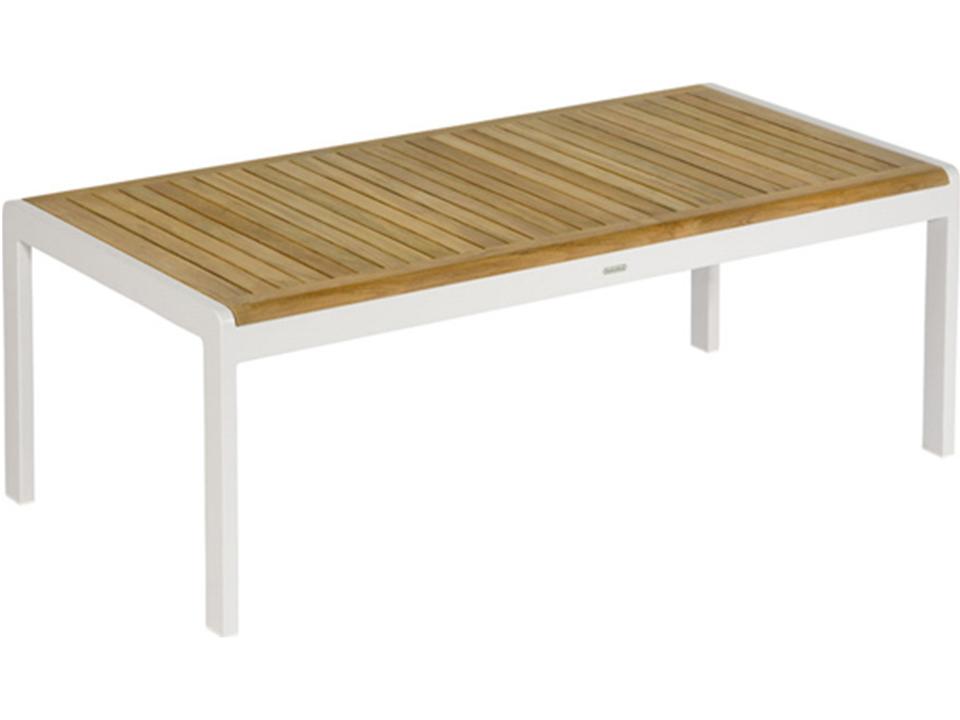 Aura Coffee Table Arctic White Powder-Coated Aluminum Natural Teak