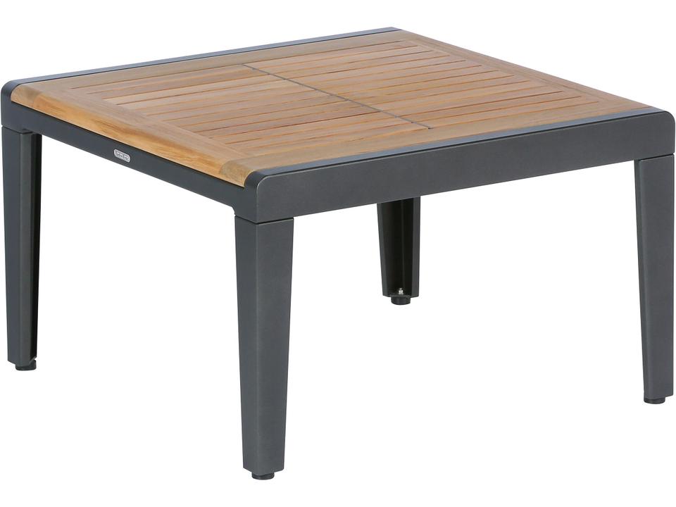 Aura Square Coffee Table - Graphite Powder-Coated Aluminum - Natural Teak