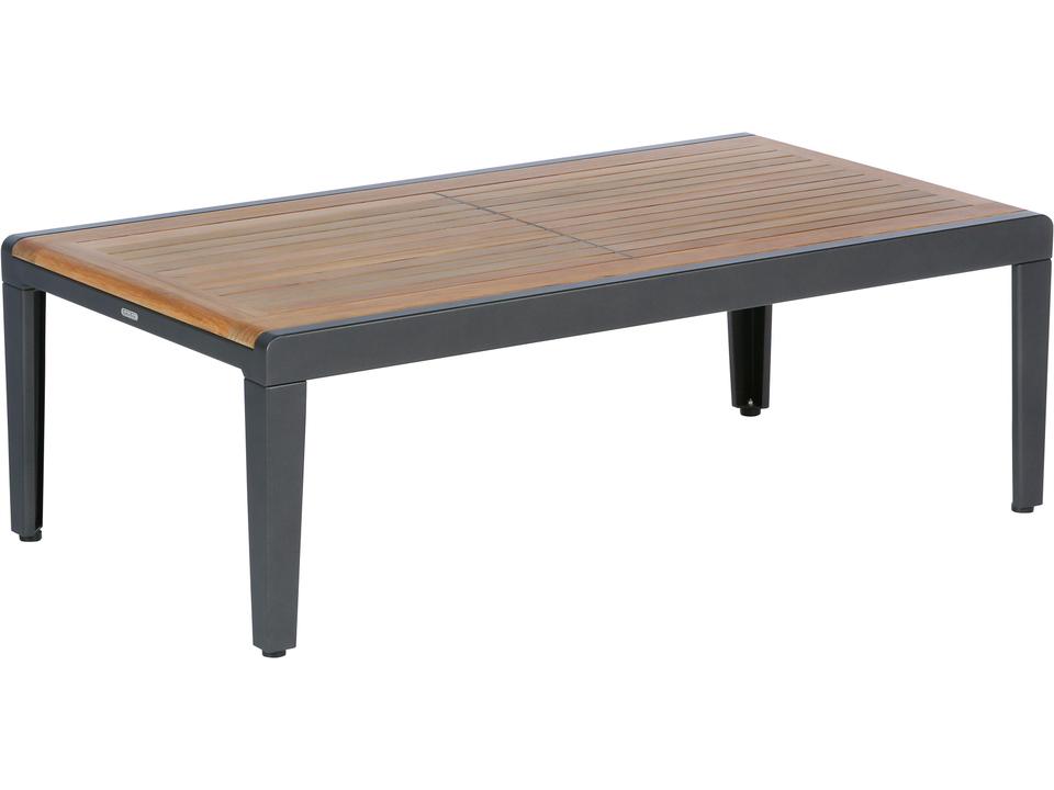 Aura Rectangular Coffee Table in Teak and Graphite Powder-Coated Aluminum
