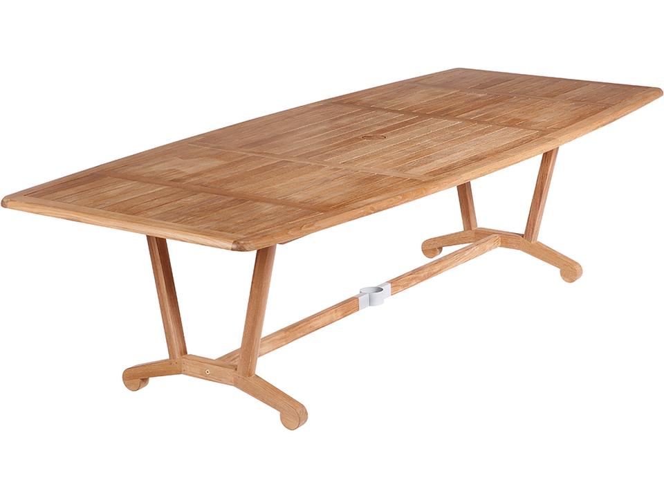 Chesapeake 110-Inch Rectangle Dining Table in Natural Teak with Umbrella Hole