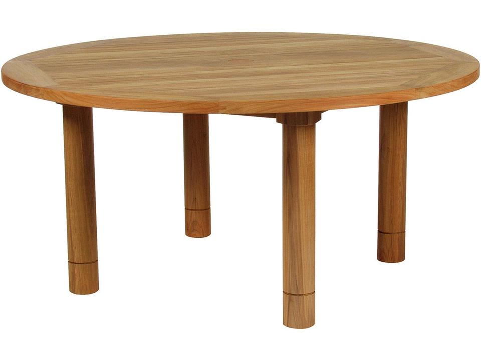 Drummond 59-Inch Round Dining Table in Natural Teak with Parasol Hole