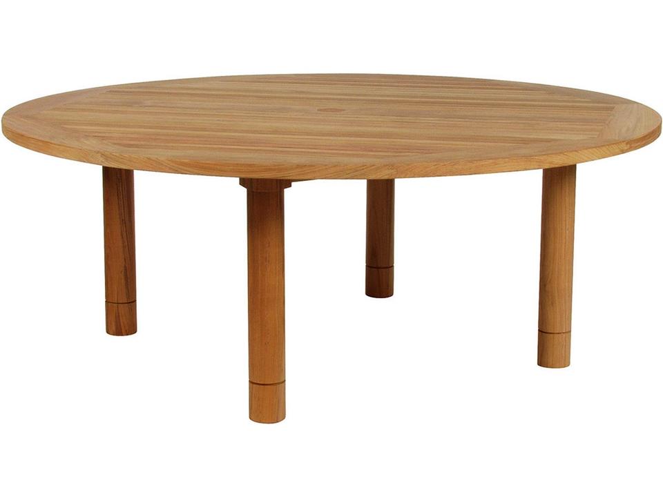 Drummond 73-Inch Round Teak Dining Table with Parasol Hole
