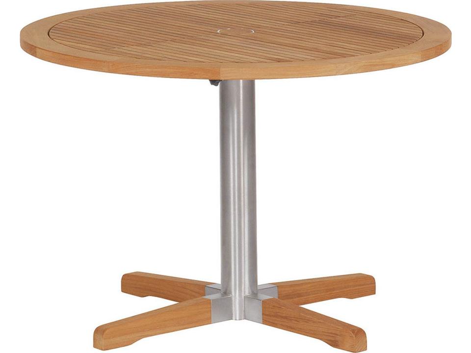 Equinox 40-Inch Square Bistro Table in Stainless Steel and Teak