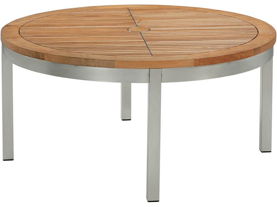 Equinox Round Conversation Table with Teak Top and 316 Marine-Grade Stainless Steel