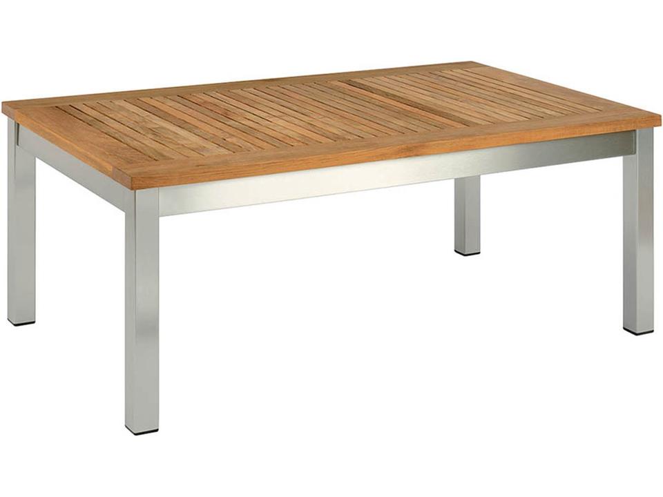 Equinox Rectangle Low Table 100 in Stainless Steel and Natural Teak