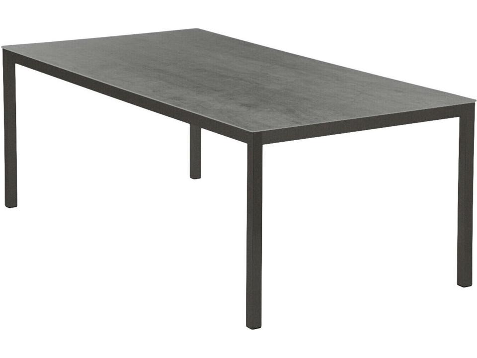 Equinox Rectangle 79 Inch Dining Table in Graphite Powder-Coated Stainless Steel and Dusk Ceramic