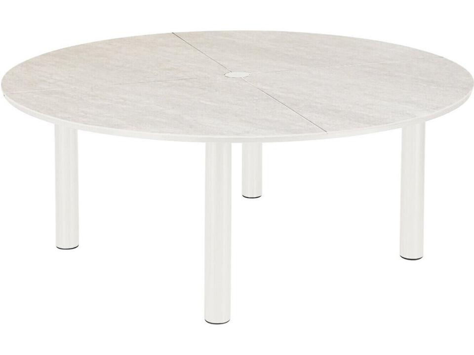 Equinox 71-Inch Round Dining Table with Frost Ceramic Top in Arctic White