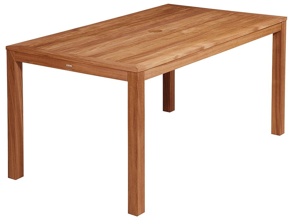 Linear 59-Inch Rectangular Teak Dining Table with Parasol Hole