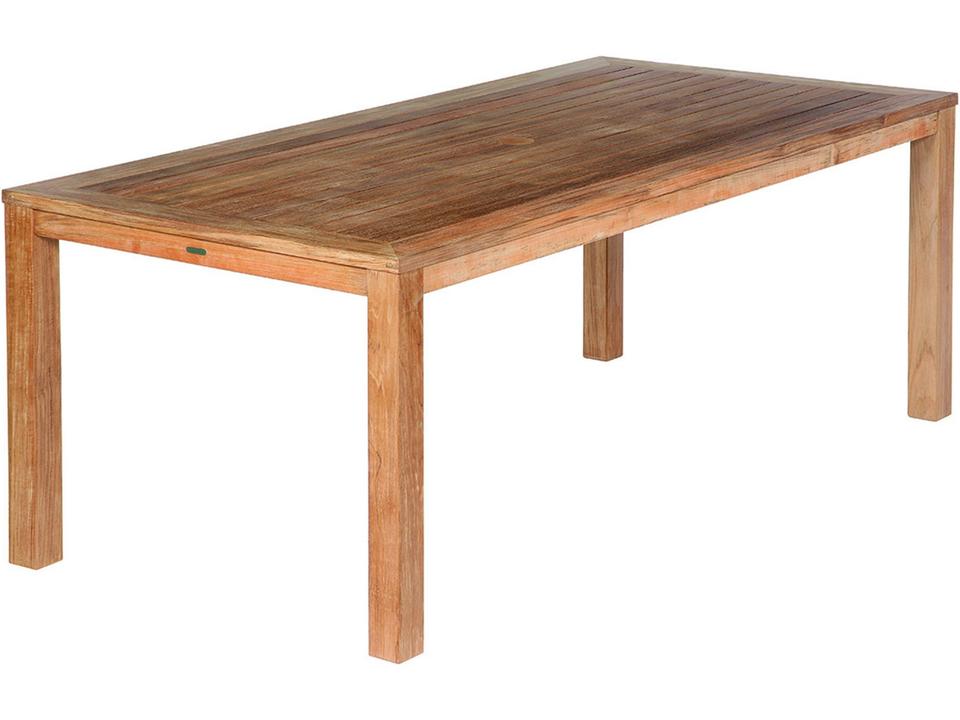 Linear 79-Inch Rectangular Teak Outdoor Dining Table with Parasol Hole