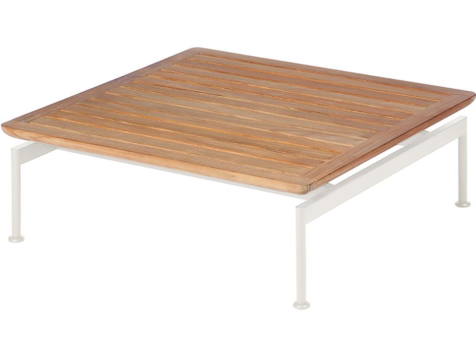 Layout 32-Inch Square Side Table in Arctic White Aluminum and Teak