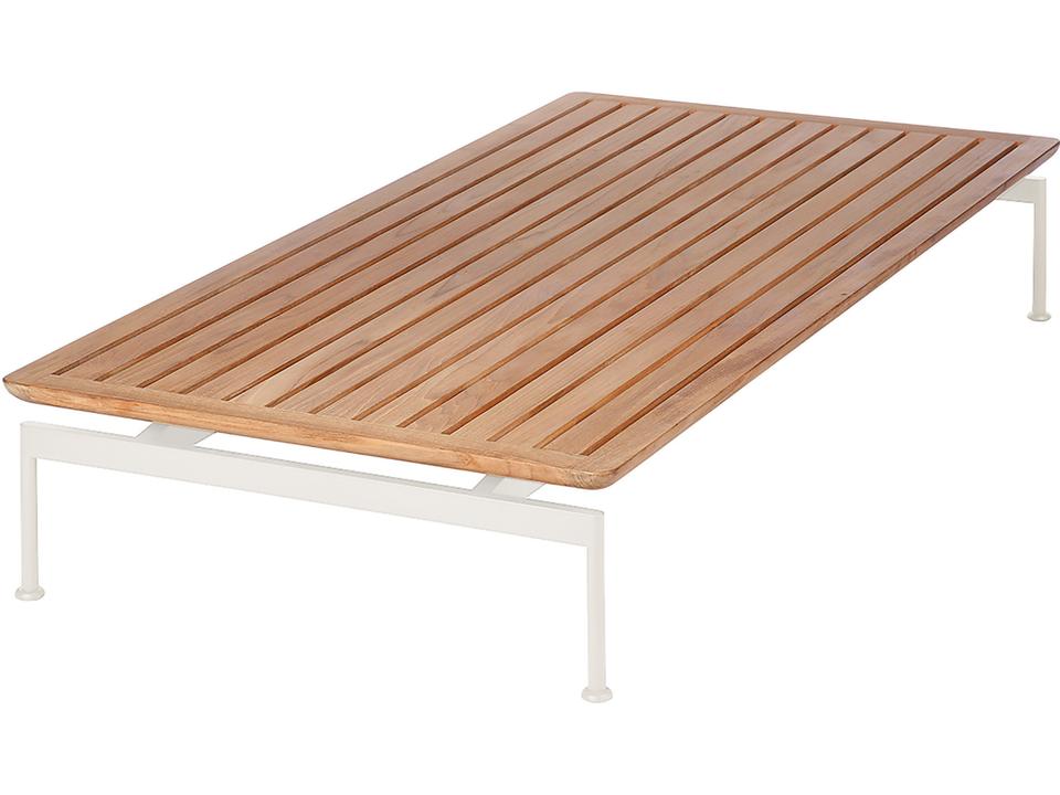 Layout Rectangle Outdoor Coffee Table in Arctic White and Teak