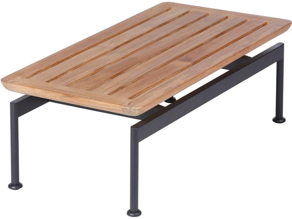 Layout Narrow Coffee Table in Forge Grey Stainless Steel and Teak