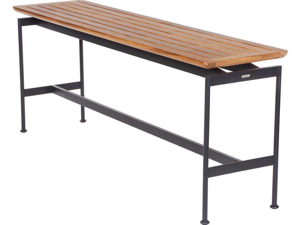 Layout Narrow Console Table in Forge Grey and Natural Teak