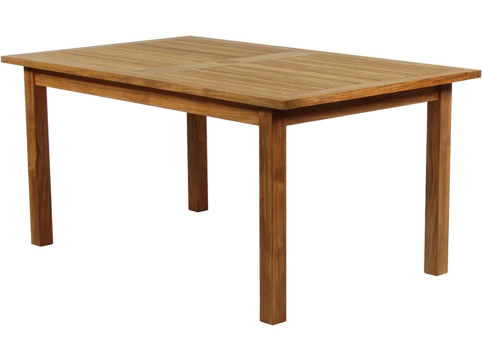 Monaco 59-Inch Rectangle Outdoor Dining Table in Natural Teak with Parasol Hole