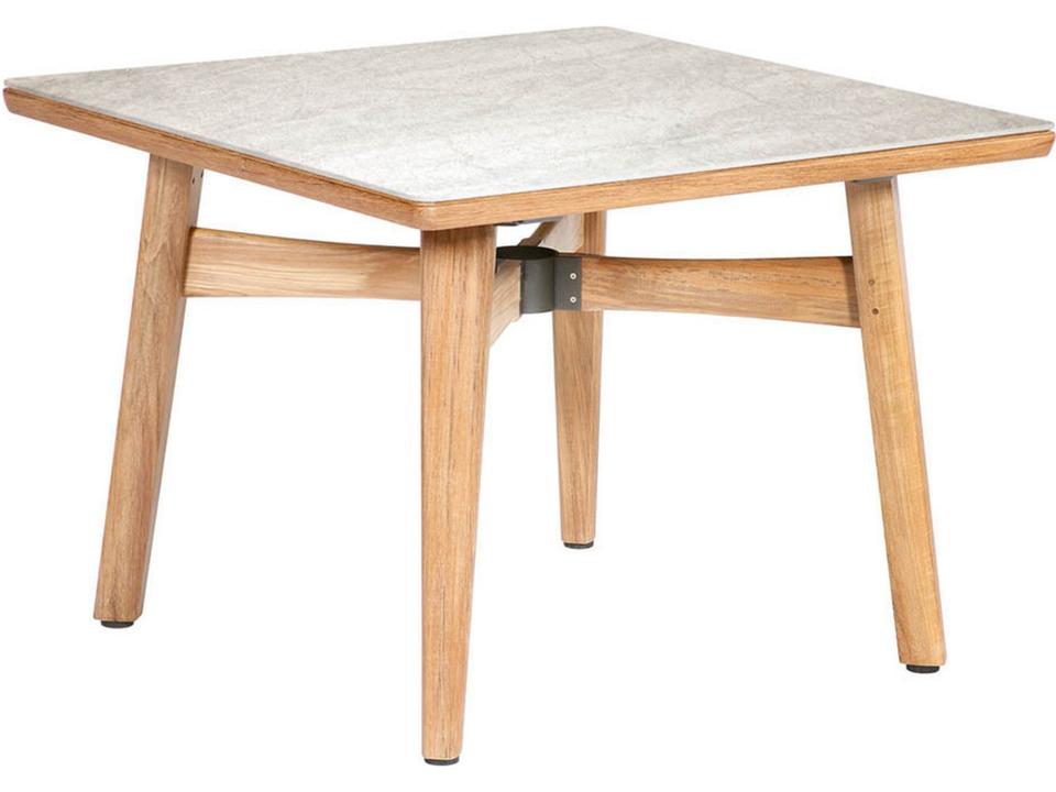 Monterey 39-Inch Square Dining Table in Natural Teak and Frost Ceramic