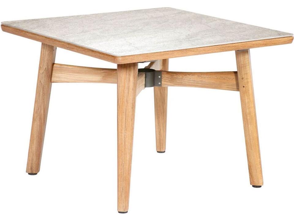Monterey 39-Inch Square Dining Table in Natural Teak and Frost Ceramic
