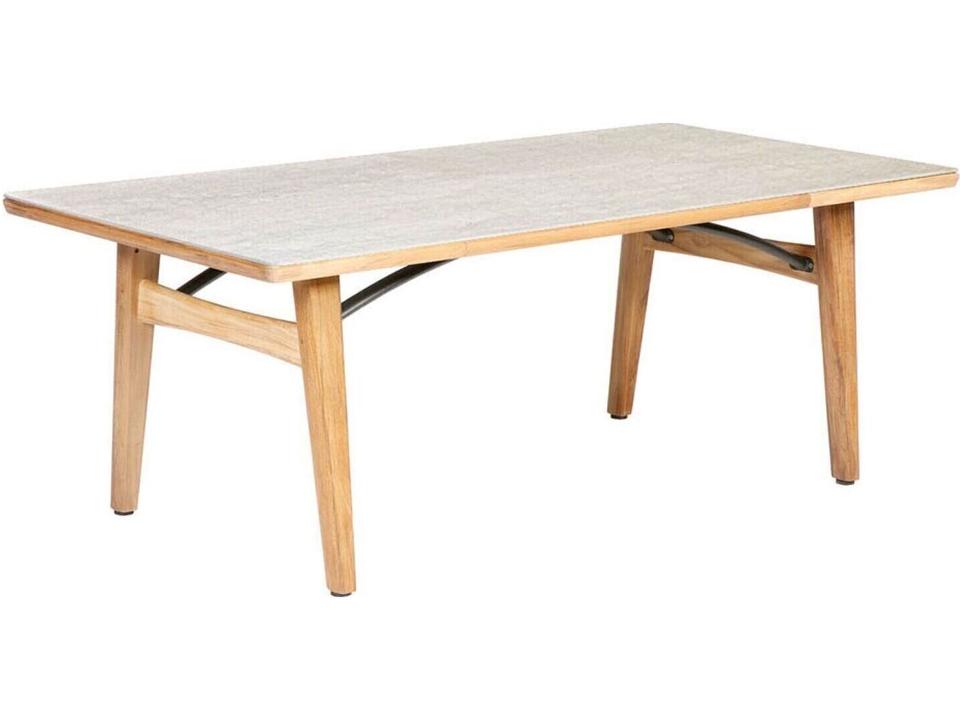 Monterey 79 Inch Rectangle Dining Table in Natural Teak and Frost Ceramic