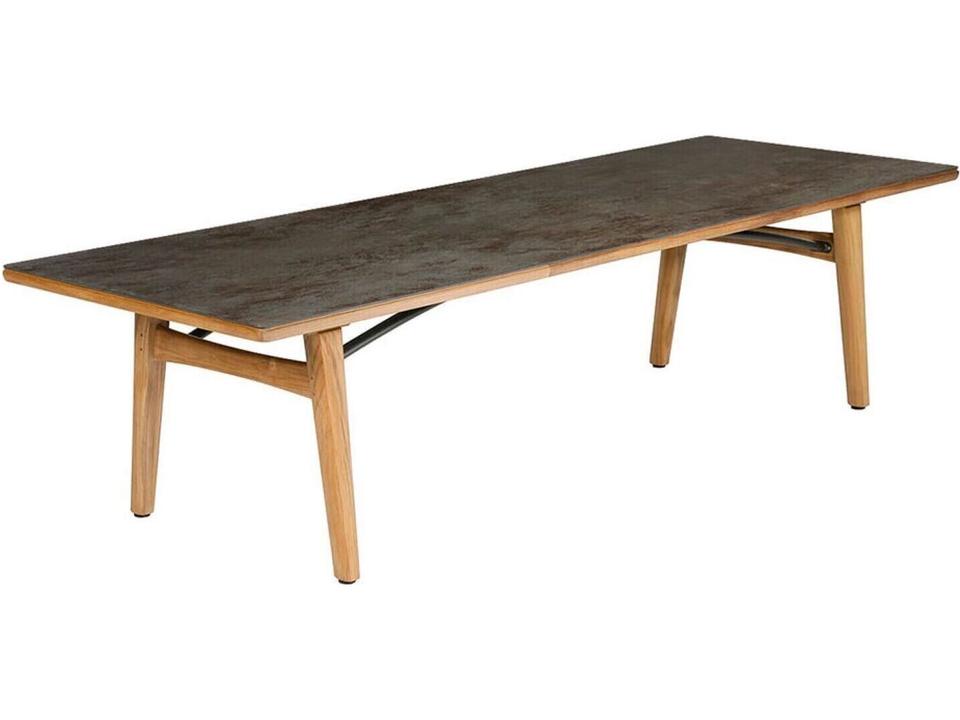 Monterey 118-Inch Rectangle Outdoor Dining Table with Teak Frame and Oxide Ceramic Top