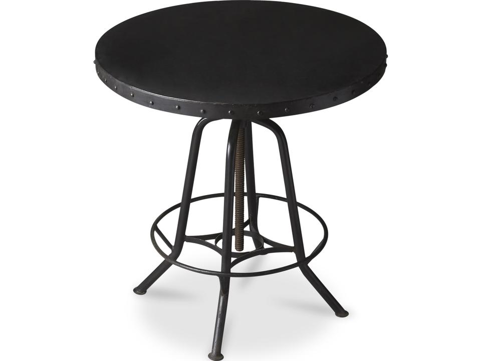 Metalworks Adjustable Height Round Pub Table in Distressed Black