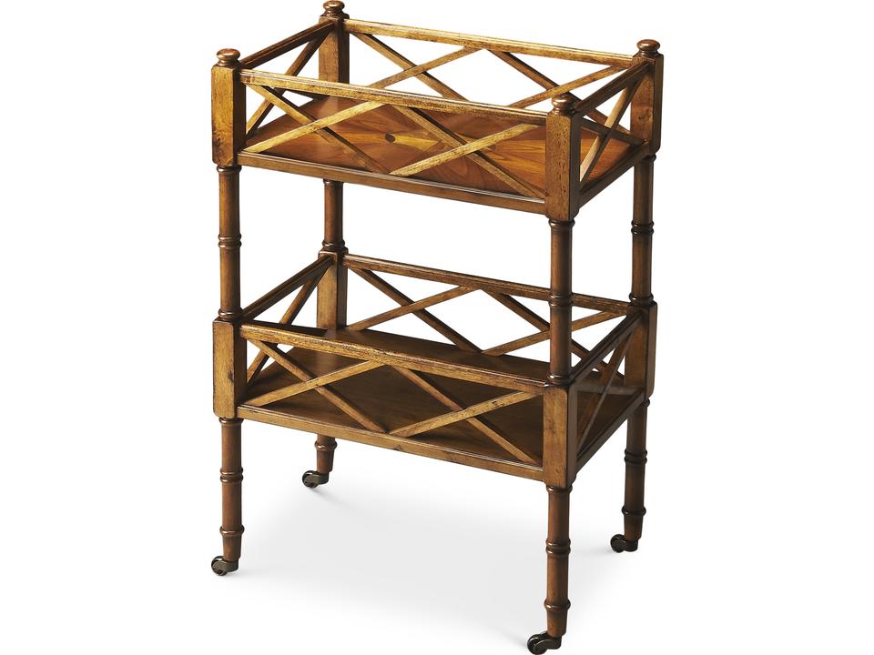Specialty Foster 2-Tier Mobile Bar Cart in Olive Ash Finish